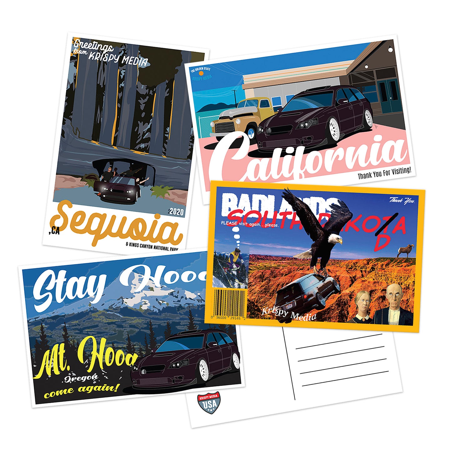 Postcard Set of 4 - Cross Country